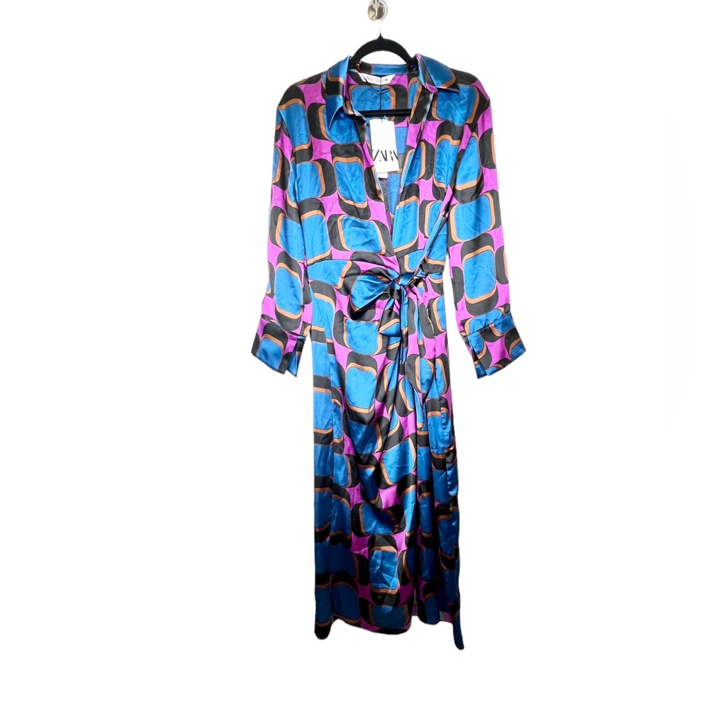 Zara Printed Wrap Midi Dress - Picture 10 of 14